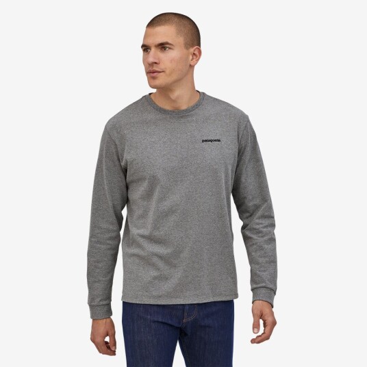 Patagonia L/S P-6 Logo Responsibili-Tee, M's Gravel Heather XL