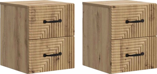  Vegghengt Nattbord 2 pcs Artisan eik 34,5 x 33 x 40 cm