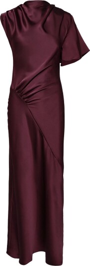 Topshop Tscindy One Shoulder Maxi Dress Wvn Burgundy 40 Topshop Tscindy One Shoulder Maxi Dress Wvn Burgundy 40