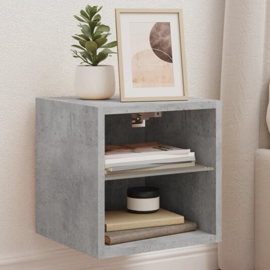 Vegghengte TV-benker med LED 2 stk betonggrå 30x28,5x30 cm 836980