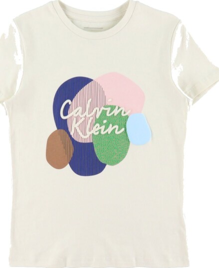 Calvin Klein T skjorte Multi Colour Grafikk Turtledove Calvin Klein 8 år 128 T skjorte Beige