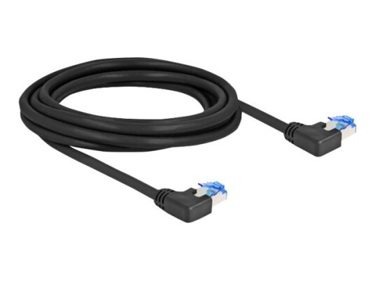 Delock Koblingskabel Rj-45 Hann Venstreivinklet Til Rj-45 Hann Venstreivinklet 3 M 6 Mm S/Ftp Cat 6A Med Støvel Halogenfri Svart