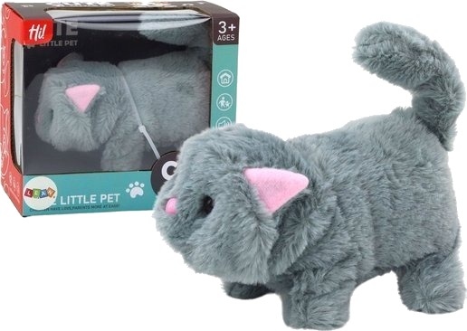 Leantoys Plush Interactive Kitty Animal Walks And Meows Grey
