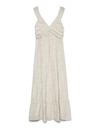 Vero Moda Vmdicthe Sl Frill Ankle Dress Wvn Ga Cream M Vero Moda Vmdicthe Sl Frill Ankle Dress Wvn Ga Cream M