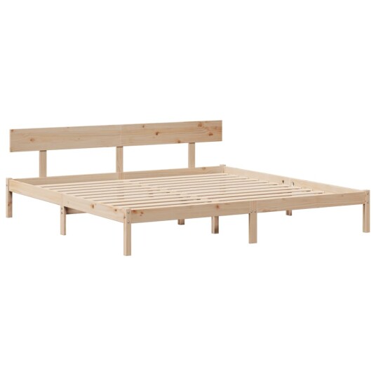 Seng med bokhylle uten madrass 180x200 cm heltre furu 3321780
