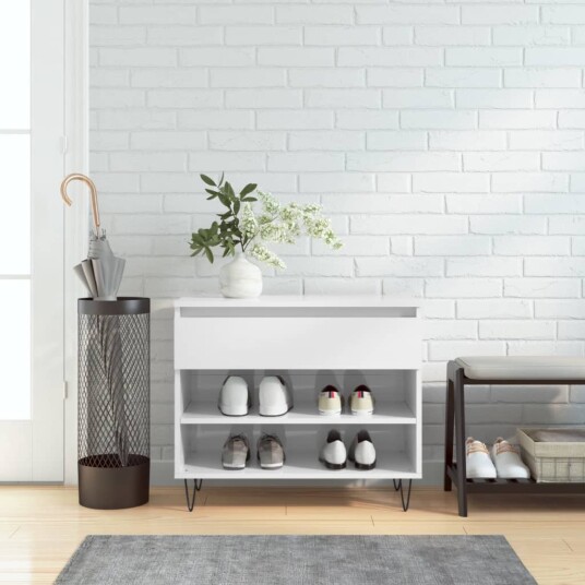 Skoskap høyglans hvit 70x36x60cm konstruert tre 8721012114777