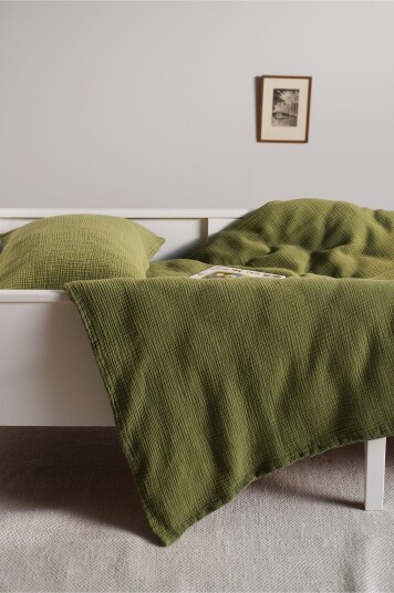 Jotex Dynetrekksett i Musselin Barneseng Olivengrønn AMILIA 21461630782