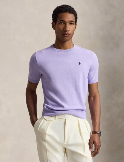 Polo Ralph Lauren Cotton Crewneck Short Sleeve Sweater Purple S