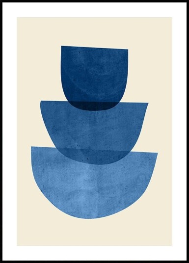 Geometric Abstract Shapes Blue Poster Plakat / 21x30cm