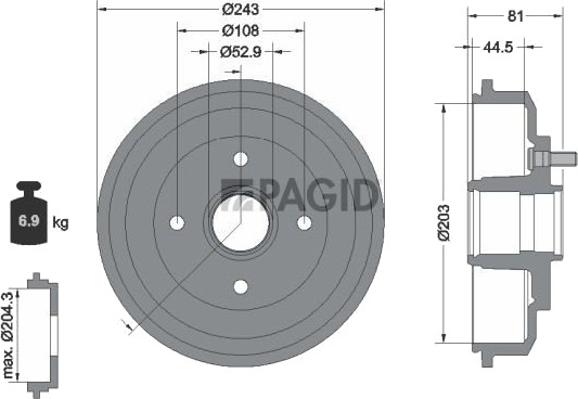 Bremsetrommel PAGID 61267N