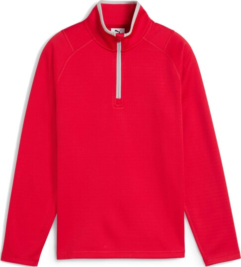 Puma Boys Waffle Fleece 1/4 Zip Golfklær junior Strong Red 164
