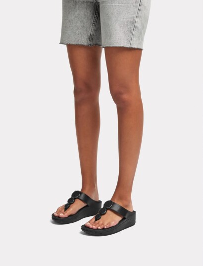 FitFlop Halo Crystal Toe Post Sandals Black 42