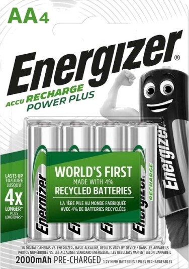 Energizer Oppladbare AA-batterier 2000 mAh NiMH 4-pakning