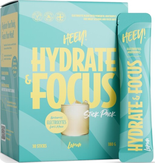 Heey! Hydrate & Focus Electrolytes Lemon Stick Pack 30 stk