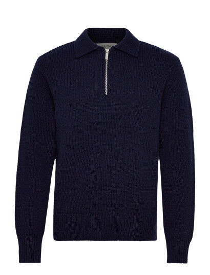 Selected Slhcody Ls Knit Relaxed Half Zip Polo - Navy - M