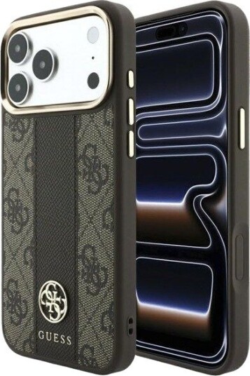 GUESS 4G with Stripe Round and Classic Logos MagSafe Case for iPhone 17 Pro / 18 Pro - Brown
