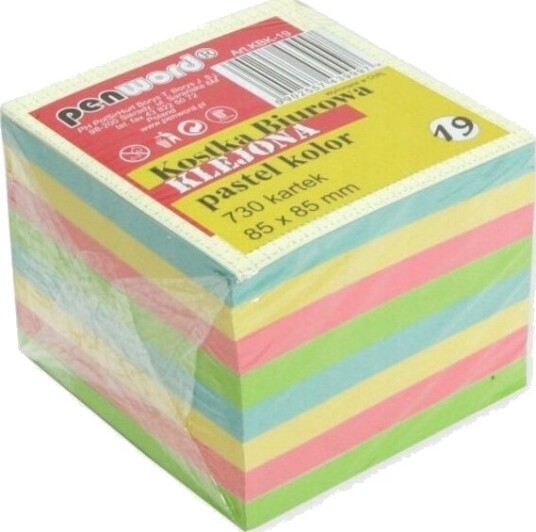 Kontorblok Limt 730 Ark 85X85x70 Mm Pastellfarger Kbk 19