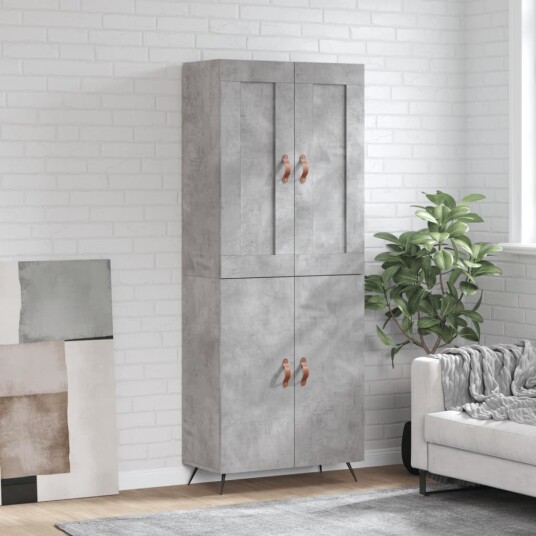 vidaXL Highboard betong grå 69,5x34x180 cm konstruert tre