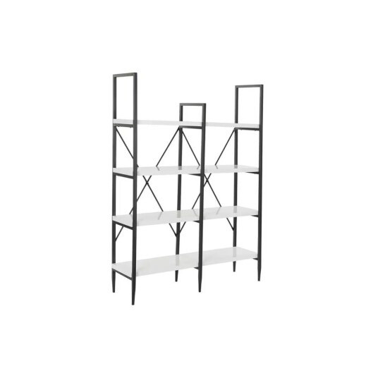 Bokhylla Svart Metall Vit 4 Hyllor Trä MDF 110 x 30 x 150 cm