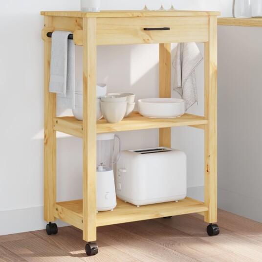 Kjøkkenvogn MONZA 60x40x90 cm heltre furu 376094 Kjøkkenvogn MONZA 60x40x90 cm heltre furu 376094
