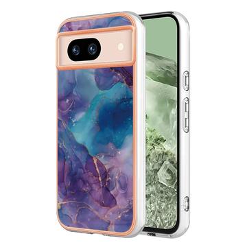 Google Pixel 8a Marble Pattern Electroplated IMD TPU-deksel Lilla