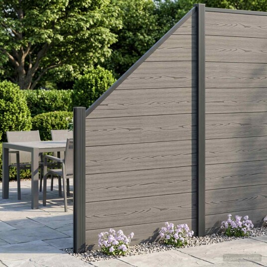 vidaXL Gjerdesett 5 stk. 792 x 186 cm WPC og Aluminium Grå