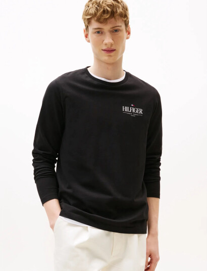 Tommy Hilfiger Hilfiger Stack Ls Tee - Black - XXL Tommy Hilfiger Hilfiger Stack Ls Tee - Black - XXL