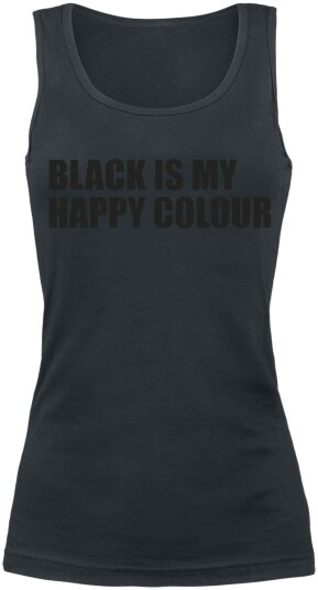 Sprüche Fun Topp Black Is My Happy Colour S til XXL Damer svart Sprüche Fun Topp Black Is My Happy Colour S til XXL Damer svart