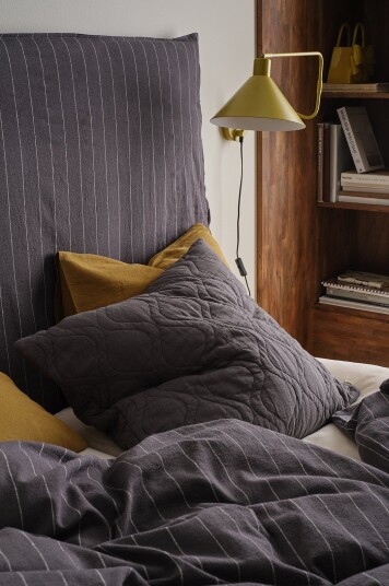 Ellos Home Putetrekk Elly Quilted i resirkulert halvlinne Grå