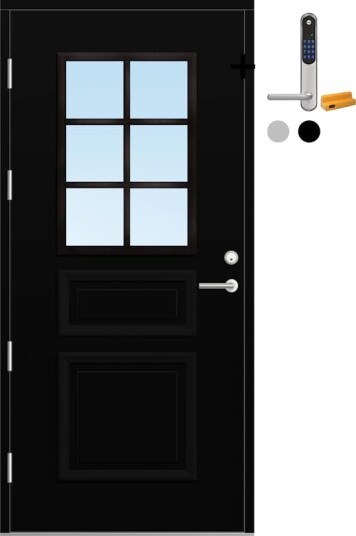 Ytterdør Bygg1 Fjord 03 Klarglass med Yale Doorman Classic Home