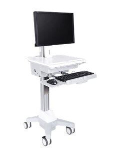 Multibrackets M Universal Workstation Cart DT vogn - for LCD-skjerm / tastatur / mus / CPU / bærbar / strekkodeskanner - hvit, sølv