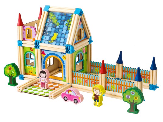 Treklossene konstruksjonssett bygge hus 6i1 ECOTOYS
