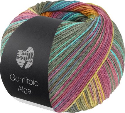 Lana Grossa Gomitolo Alga Garn 2027 Grågrønn Turkis Fuchsia Gul Grønn Orange Olive Clear Blue Pink White Garn