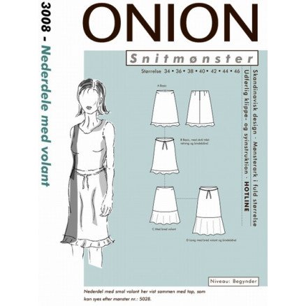 ONION Snittmønster 3008 Skjørt med Volang Str 34 46
