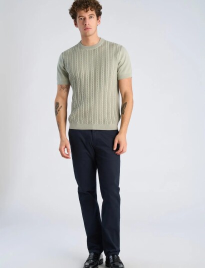 Lindbergh Knitted S/S O Neck Tee   Green   L