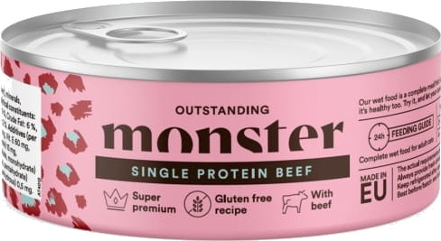 Monster Pet Food Våtfôr for Katt med Storfekjøtt 100 g - Glutenfritt Fullfôr