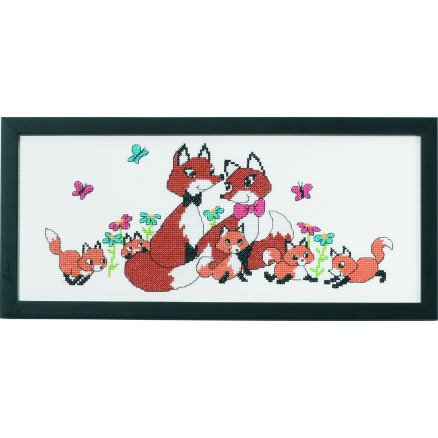 Permin Broderisett Bilde Revefamilien 36x15cm