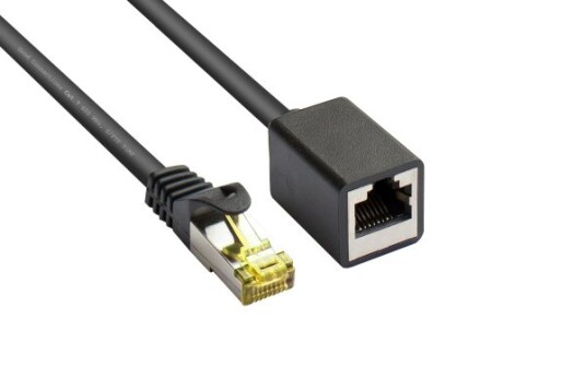 Rj45 Patchkabelforlengelse Med Cat.7 Råkabel Og Låsebeskyttelse (Rns®) S/Ftp Pimf Halogenfri 600Mhz Ofc Svart 1M Good Connections® (8070Vr-010S)