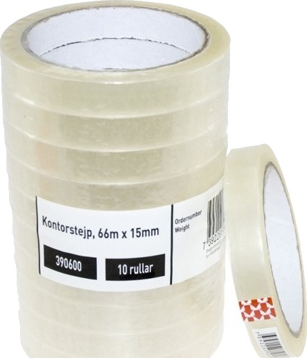 Bntoffice Kontortape 66M X 15Mm Pp Klar 10 Stk./Pakning