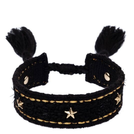 DARK Tweed Friendship Bracelet With Star Studs Black DARK Tweed Friendship Bracelet With Star Studs Black