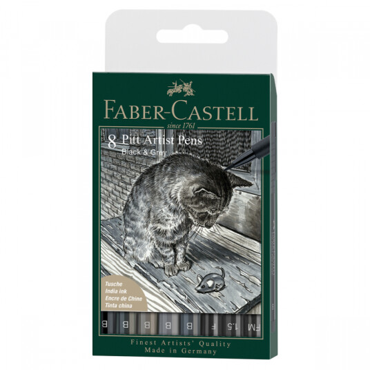 Faber-Castell PITT Artist 8-pakning Grey & Black