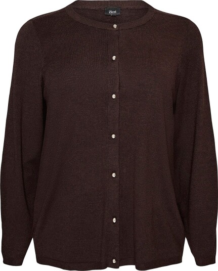 Zizzi Kardigan caElla L/S Brun