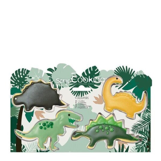 ScrapCooking Kakeform dinsosaur 4 stk stål ScrapCooking Kakeform dinsosaur 4 stk stål
