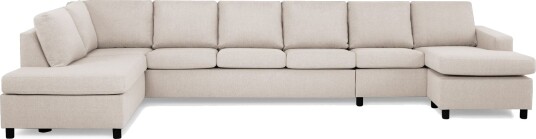 Crazy 6 seters Venstrevendt U formet XX Large Sofa med Divan og Sjeselong i Stoff   Beige