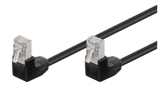 Goobay CAT 5E 2x90° Nettverkskabel 0,5m Svart