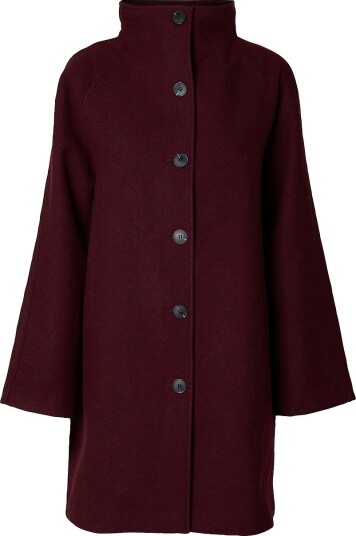Selected Slwzia Vinni Wool Blend Coat Noos   Burgundy   40
