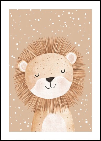 Sleepy Lion In Snow Plakat Plakat / 40x50cm