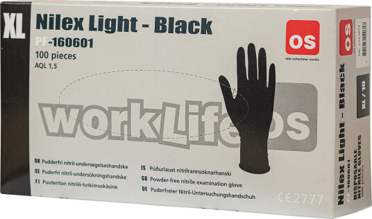 Nilex Light engangshanske sort nitril pf 1606 10 pk/100