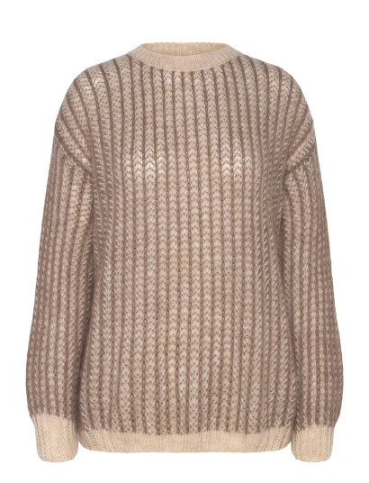 Pulz Jeans Pzpeyton Ls Oneck Pullover - Beige - L/XL