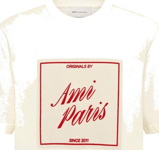 AMI Heritage Print T Shirt   Beige   M